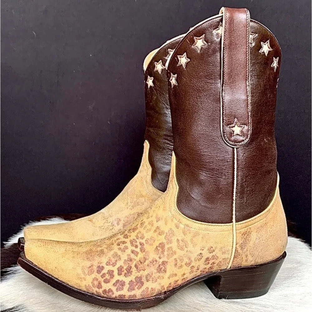 OLD GRINGO ‘Vintage’ Boots Leopard Star Short Cowgirl Cowboy Western Size 8 - Picture 6 of 11